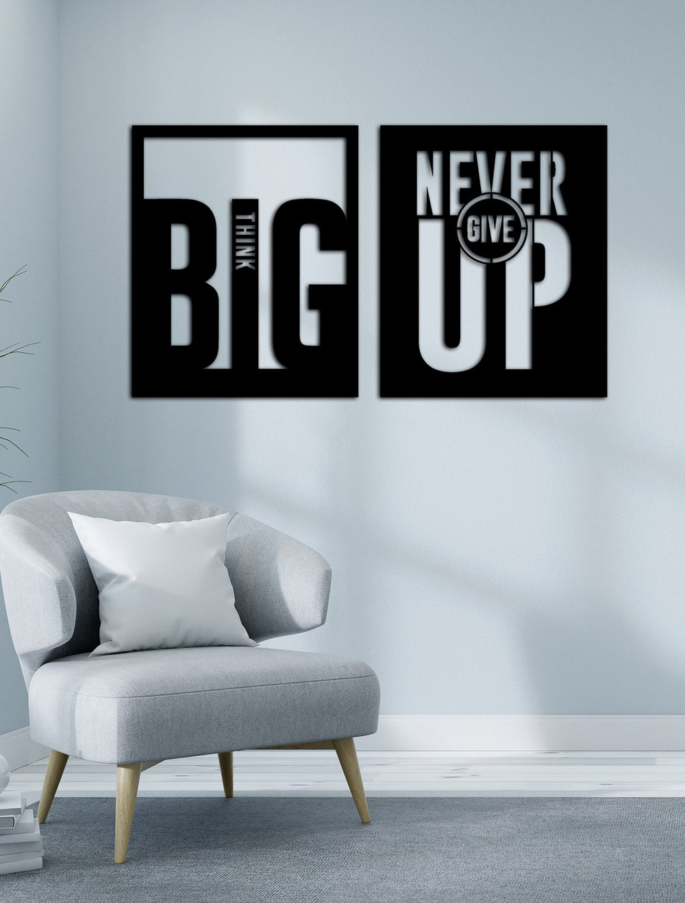 2'li Motivasyon Metal Tablo Seti ve 2 cm Duvar Gölge Derinliği