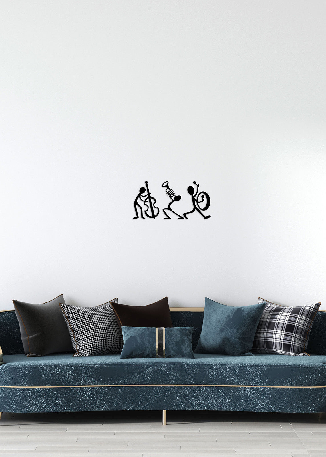 3 Parçalı Metal Müzik Dekoru ve 2 cm Derinlik Paylı 3D Gölge Etkisi