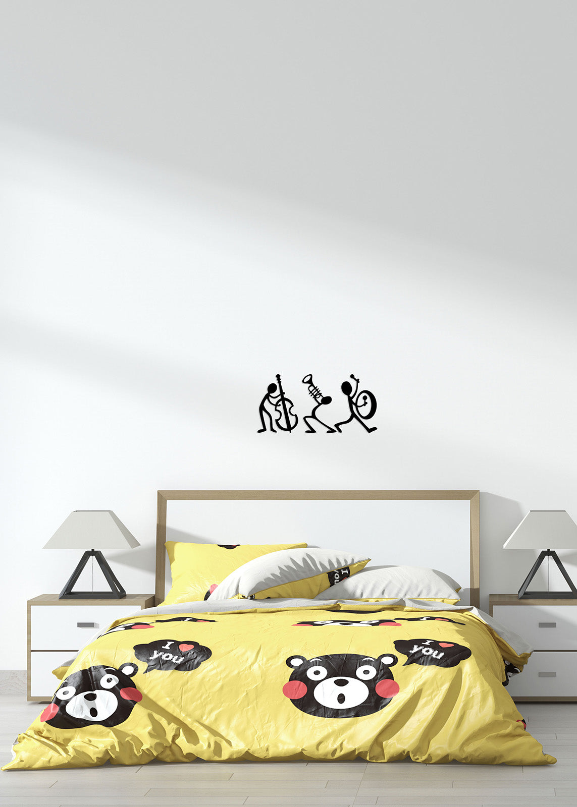 3 Parçalı Çöp Adam Müzisyenler Metal Heykel Estetiği - 3D Yan Görünüm