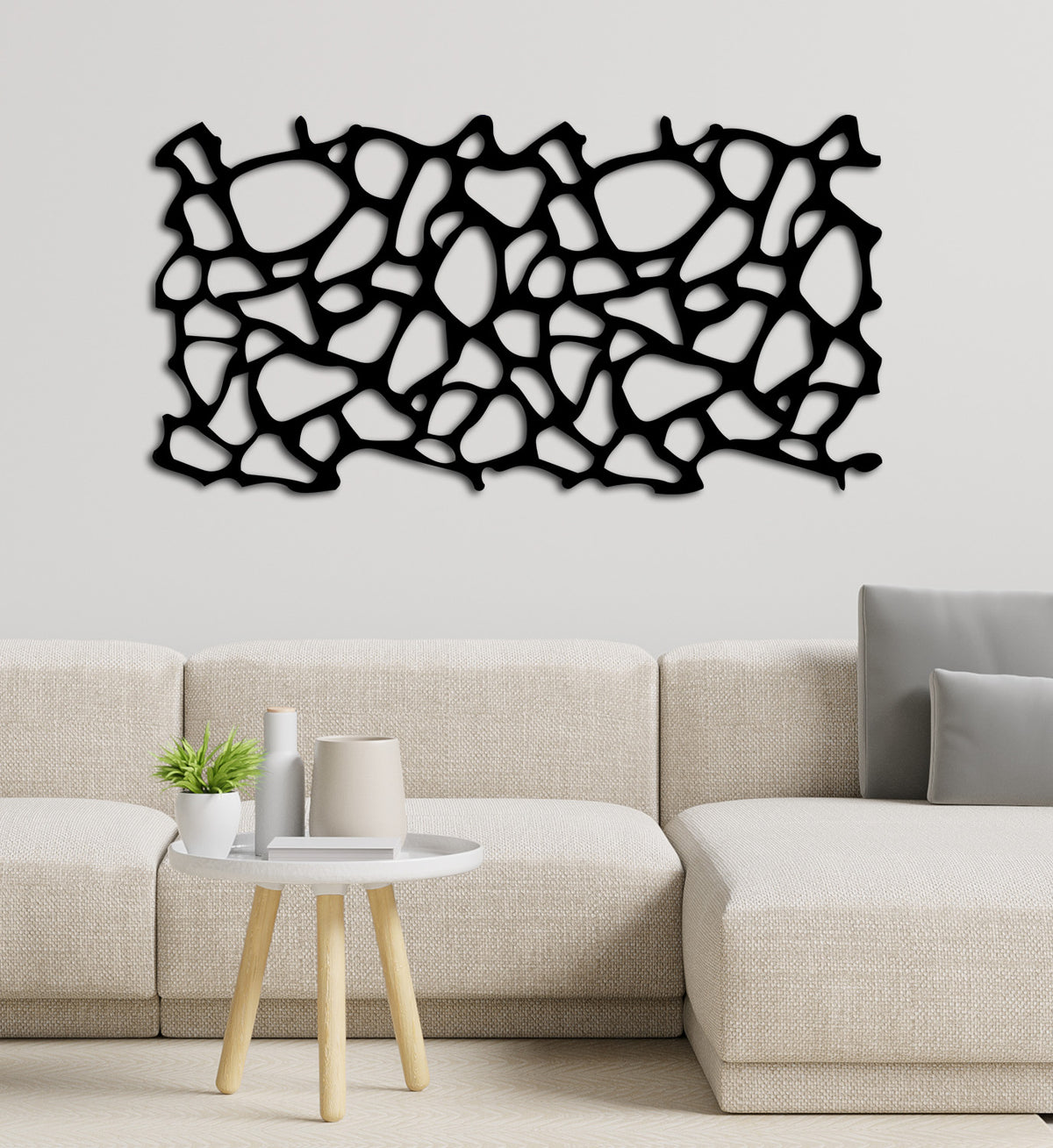 3D Baloncuklu Geometrik Metal Tablo ve 2cm Duvar Gölge Derinliği