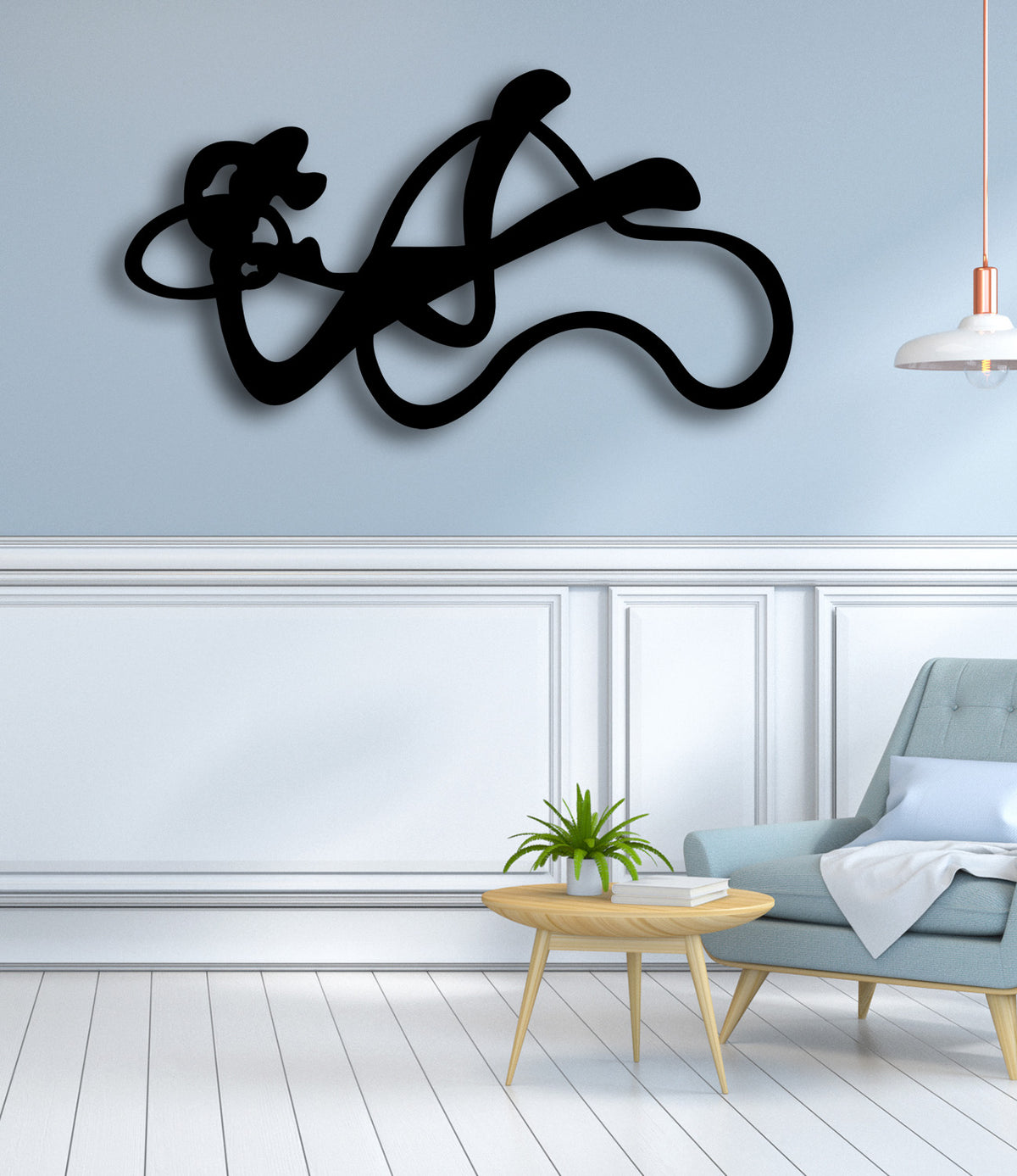 3D Çerçevesiz Çizgi Metal Tablo ve 2cm Duvar Gölge Derinliği