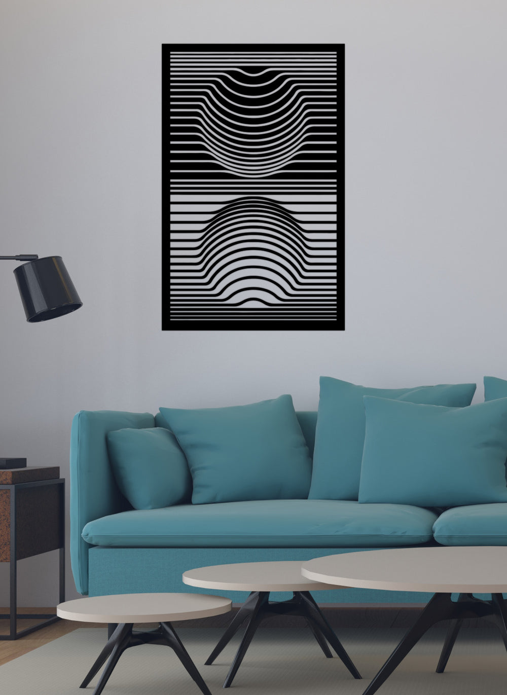 3D Daireli Metal Tablo ve 2cm Duvar Gölge Derinliği Etkisi