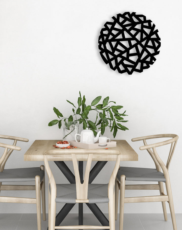 3D Dairesel Ağ Metal Tablo ve 2cm Duvar Gölge Derinliği