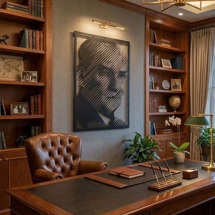 Atatürk Vizyoner Modern Metal Duvar Tablosu | Textüre Siyah