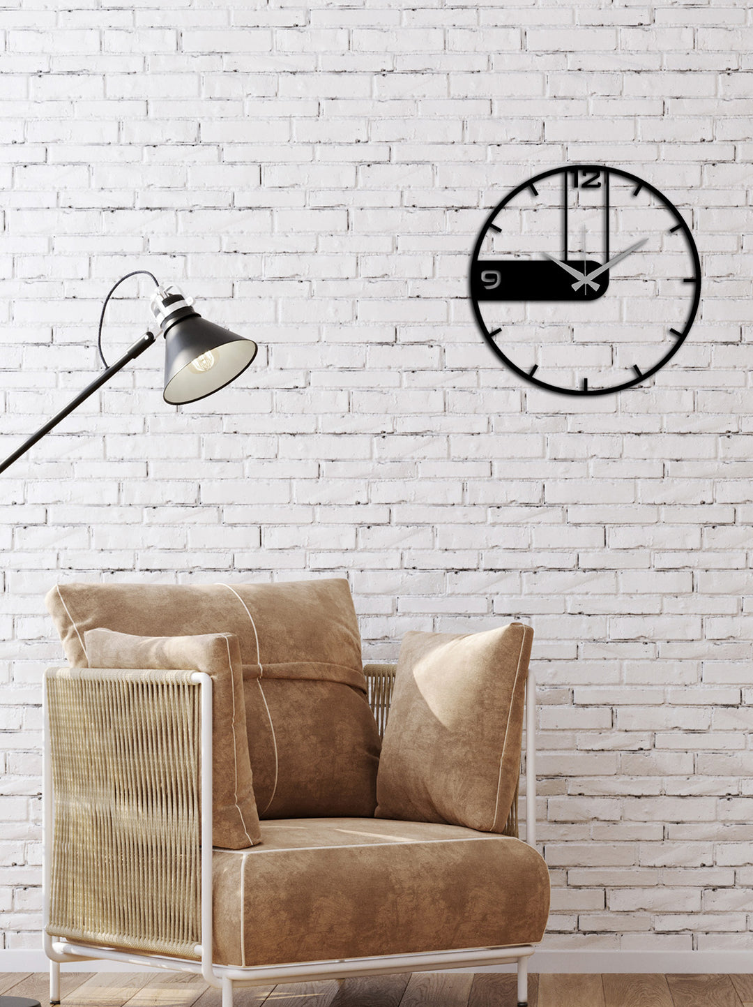 Duvardan 2cm Önde Duran 3D Derinlikli Metal Saat Duvar Dekoru Linear