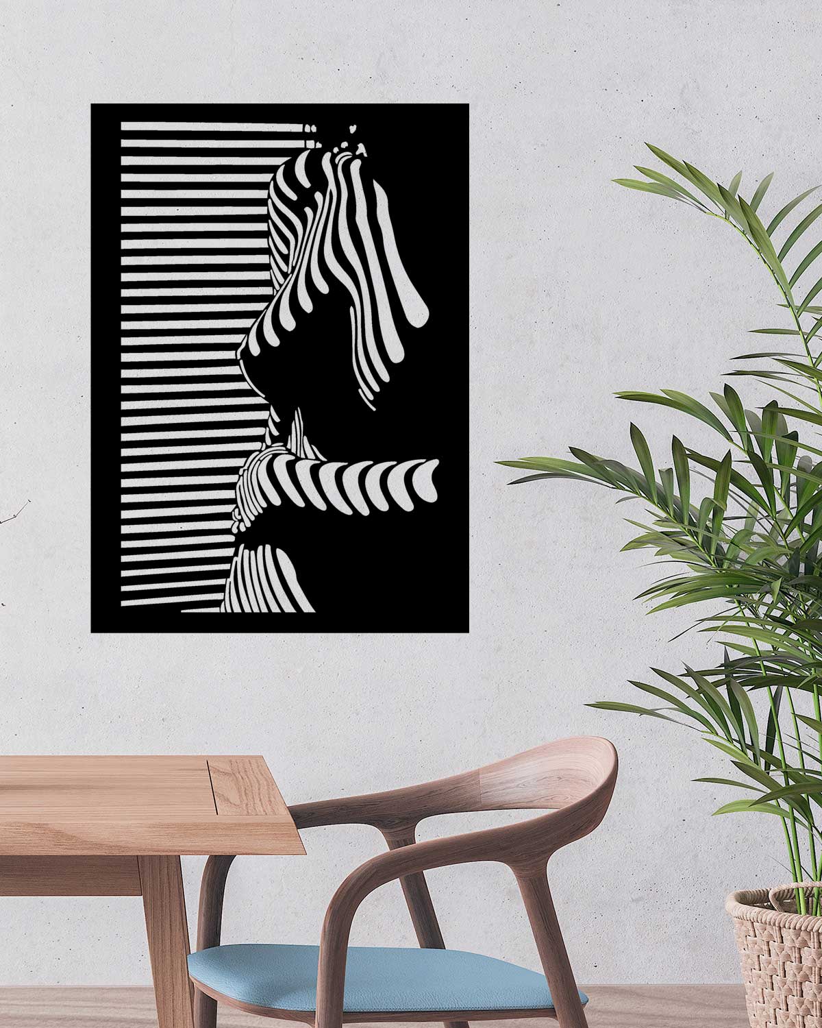 Op Art Kadın Figürü Metal Duvar Tablosu - Modern Optik Sanat Koleksiyonu - Artroya