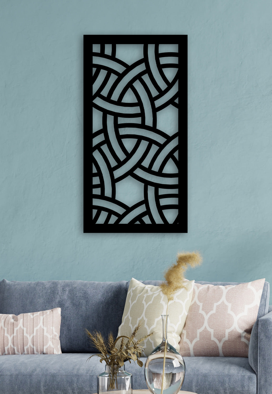 3D Dikdörtgen Izgara Metal Tablo ve 2cm Duvar Gölge Derinliği