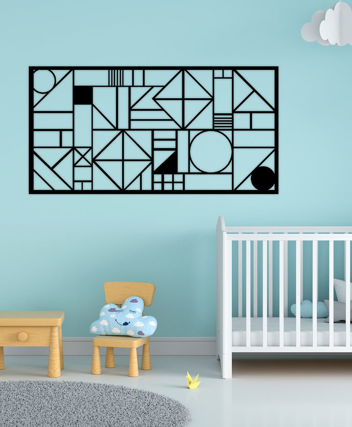 3D Geometrik Mozaik Metal Tablo ve 2cm Gölge Derinliği