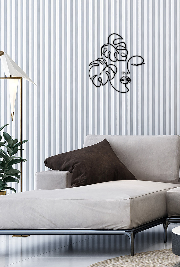 Duvardan 2cm Önde Duran 3D Gölge Efektli Modern Botanik Metal Yüz Sanatı