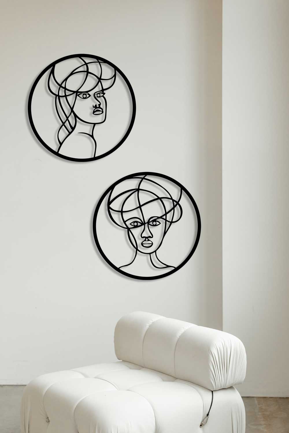 Sessiz Bakışlar İkili Kadın Portresi Metal Duvar Tablosu Seti - Modern Sanat Koleksiyonu - Artroya