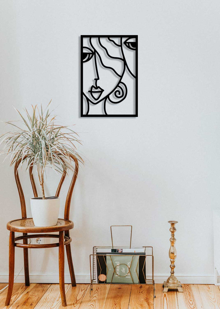 Duvardan 2cm Önde Duran 3D Gölge Efektli Modern İkili Minimalist Metal Kadın Silüeti