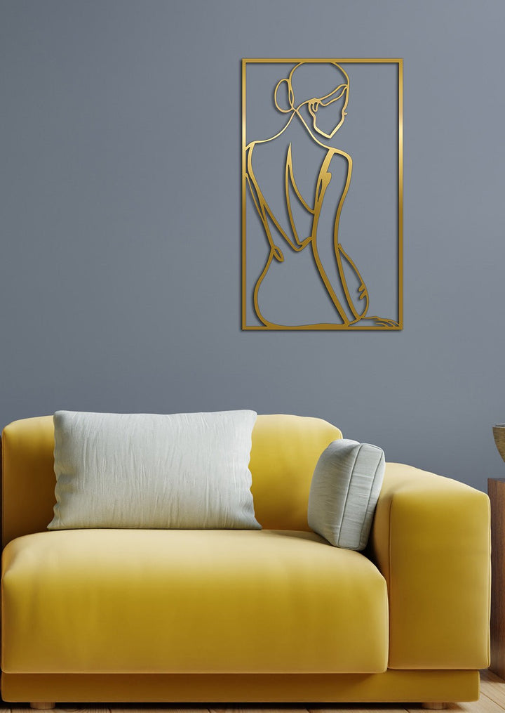 Modern Kadın Silueti Minimalist Metal Duvar Tablosu - Modern Çizgi Sanatı Koleksiyonu - Artroya