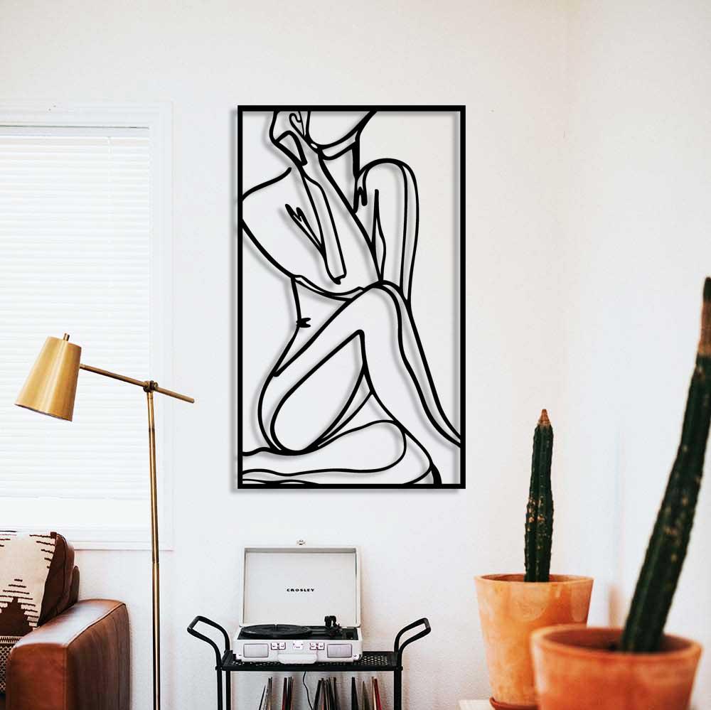 Duvardan 2cm Önde Duran 3D Gölge Efektli Modern Minimalist Metal Silüet