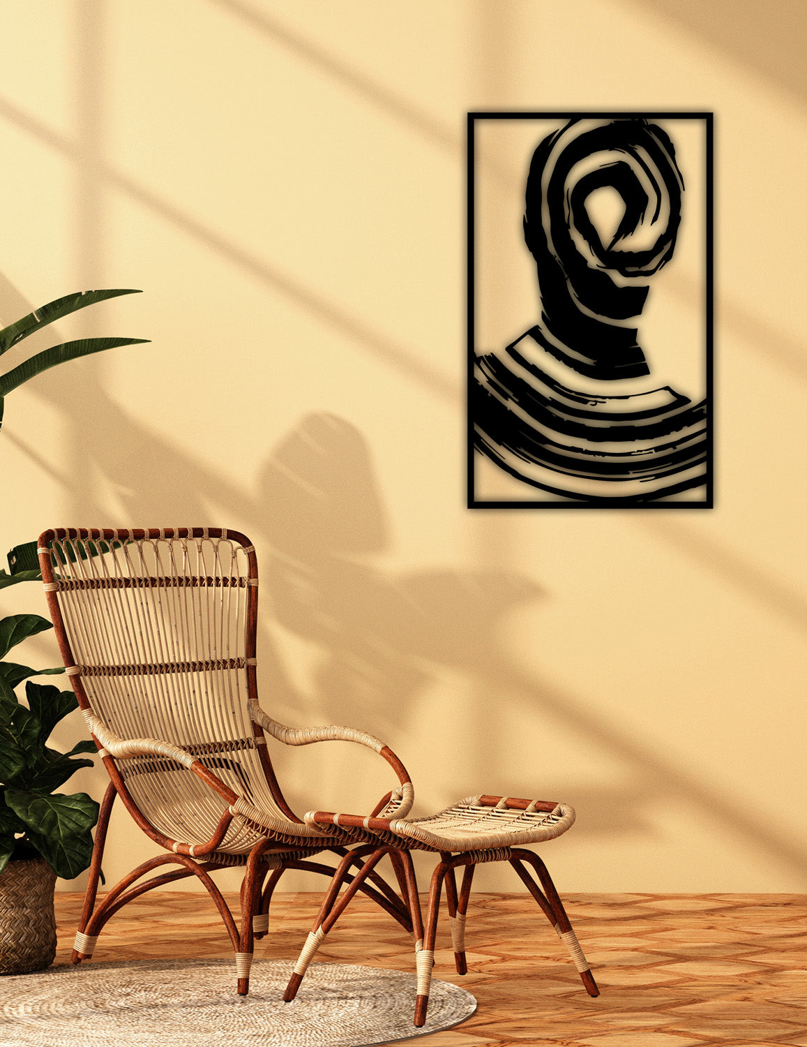 Duvardan 2cm Önde Duran 3D Gölge Efektli Modern Macbeth Metal Kral Silüeti