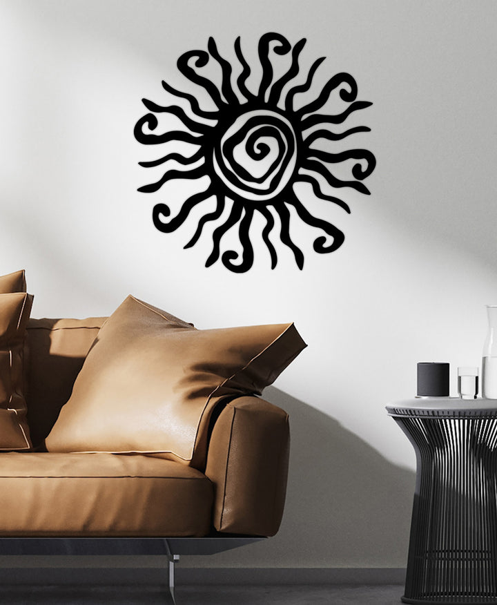 3D Güneş Metal Duvar Sanatı ve 2cm Gölge Derinliği