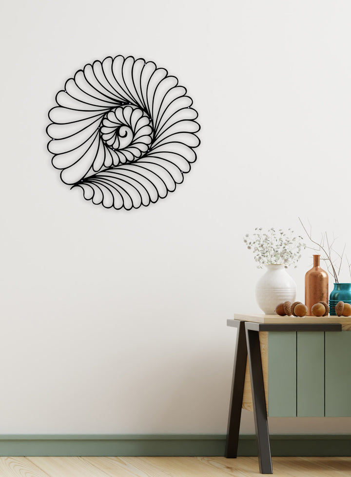 3D Kabuk Formlu Metal Tablo ve 2cm Duvar Gölge Derinliği