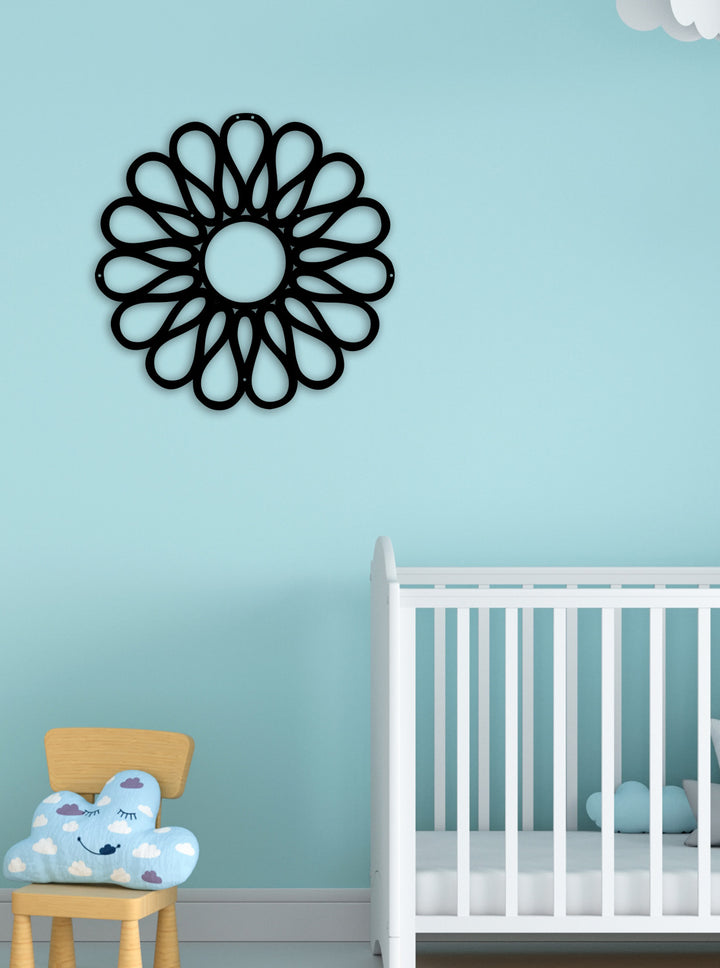 3D Line Art Çiçek Metal Tablo ve 2cm Duvar Gölge Derinliği