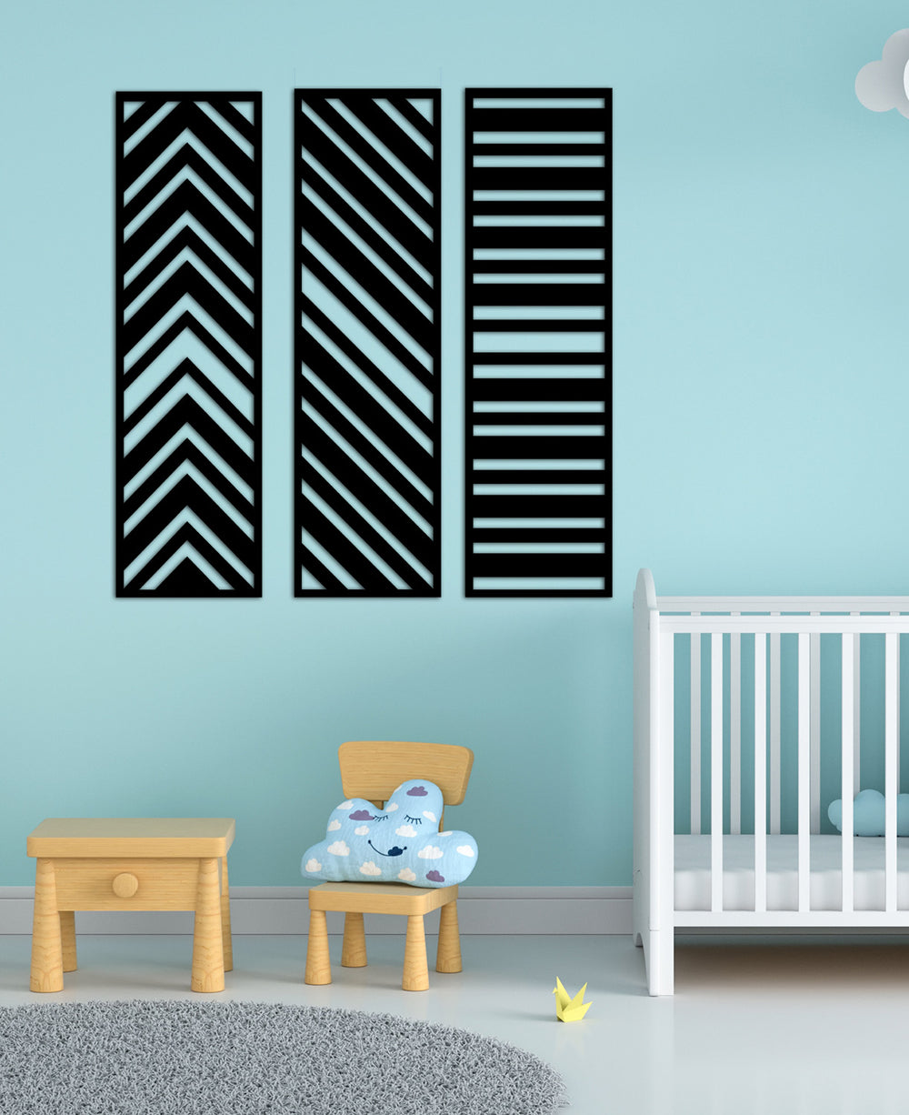 3D Lineer Kare Metal Tablo ve 2cm Duvar Gölge Derinliği