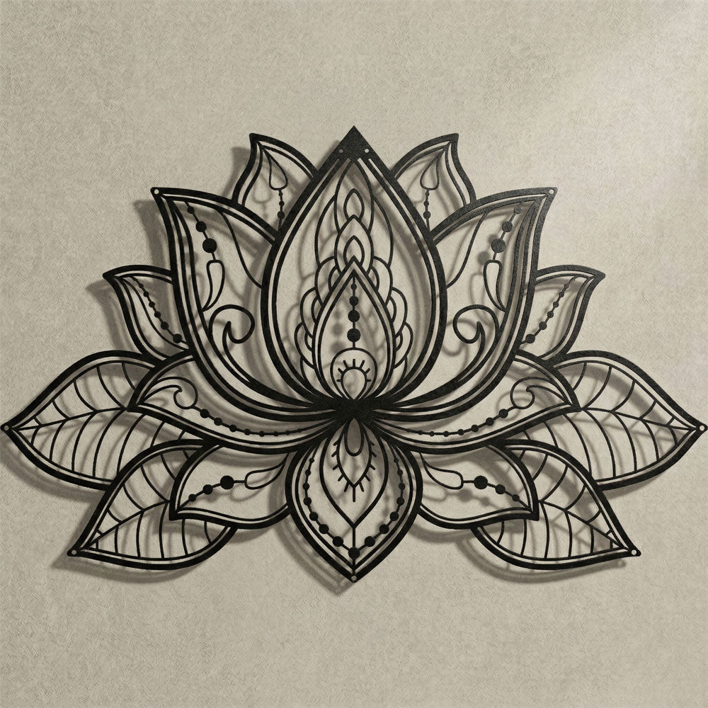 3D Lotus Çiçeği Metal Tablo | Heykel Sanatı Serisi