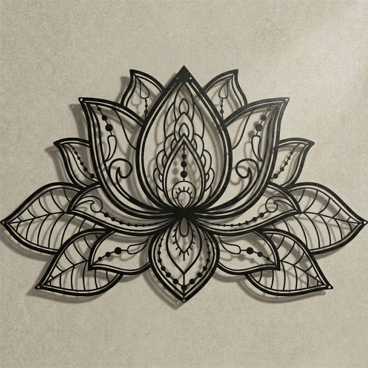 3D Lotus Çiçeği Metal Tablo | Heykel Sanatı Serisi