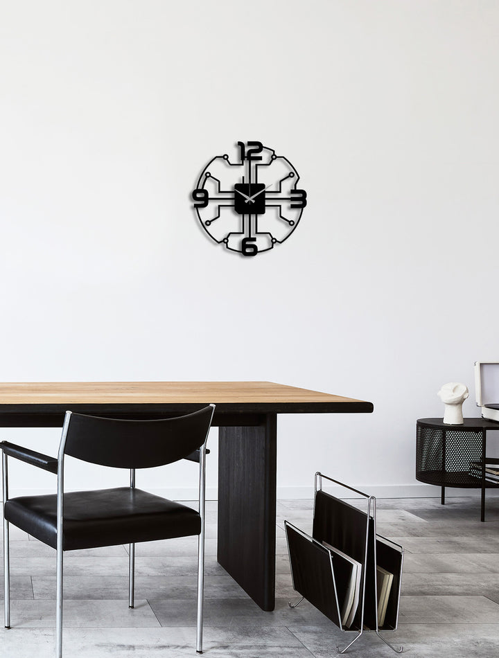 3D Molekül Metal Saat ve 2cm Duvar Gölge Derinliği Etkisi