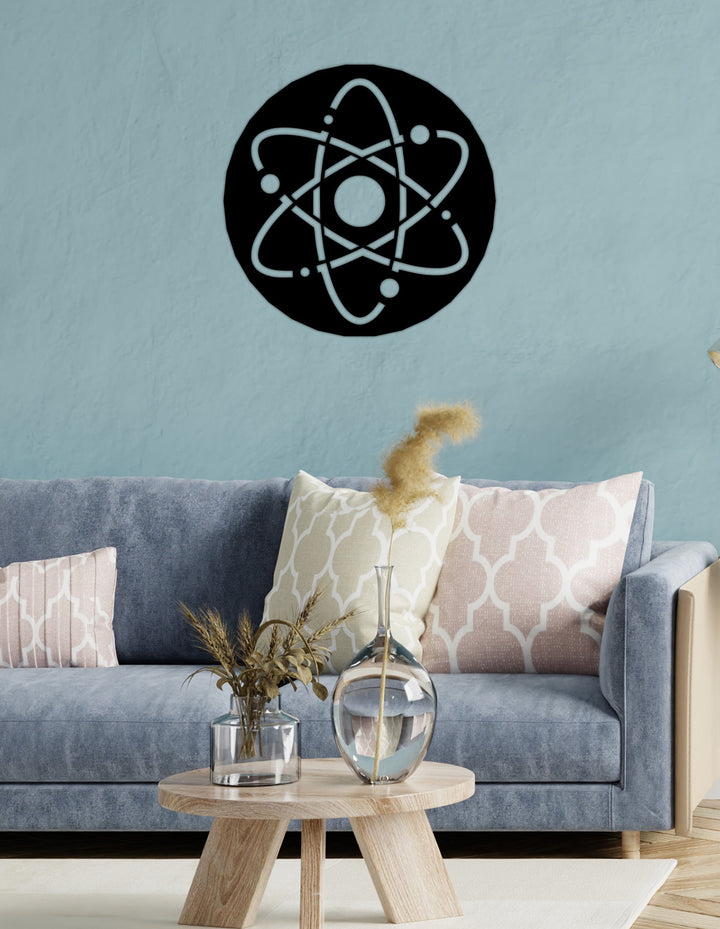 3D Molekül Metal Tablo ve 2cm Duvar Gölge İzdüşümü Etkisi