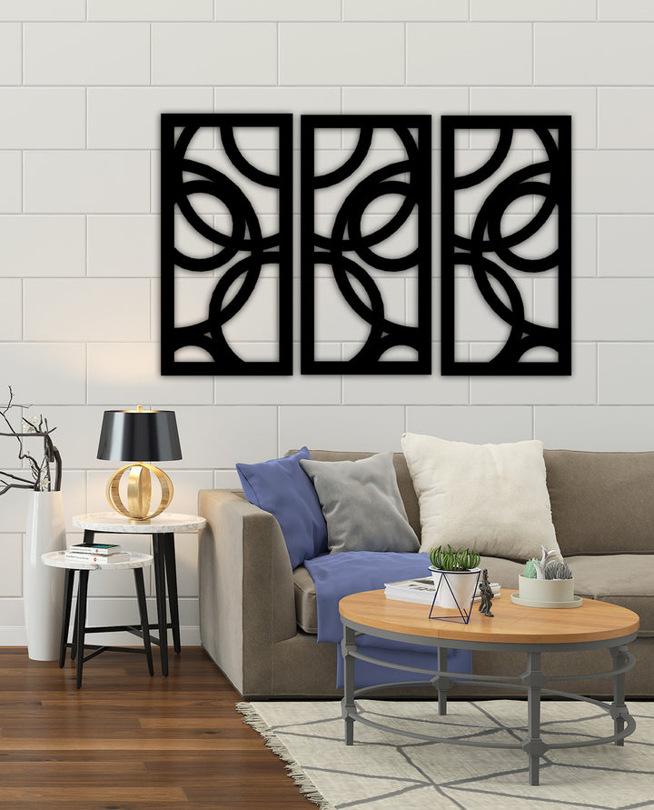 3D Puzzle Daireler Metal Tablo ve 2cm Duvar Gölge Derinliği