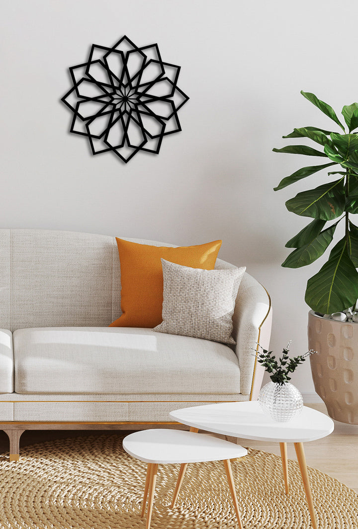 3D Radyal Geometri Metal Tablo ve 2cm Duvar Gölge Derinliği