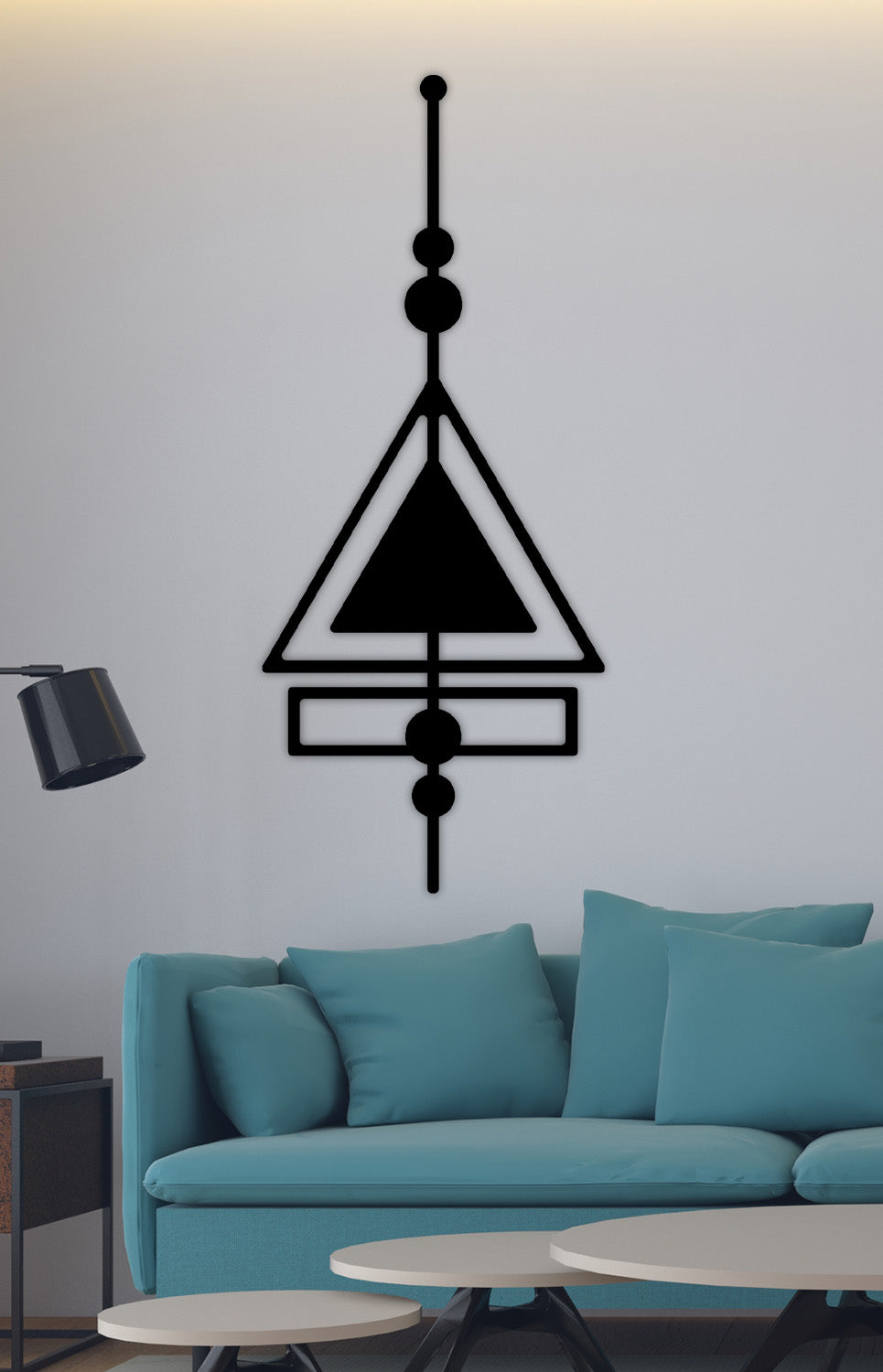 3D Üçgen Metal Duvar Sanatı ve 2cm Gölge Derinliği