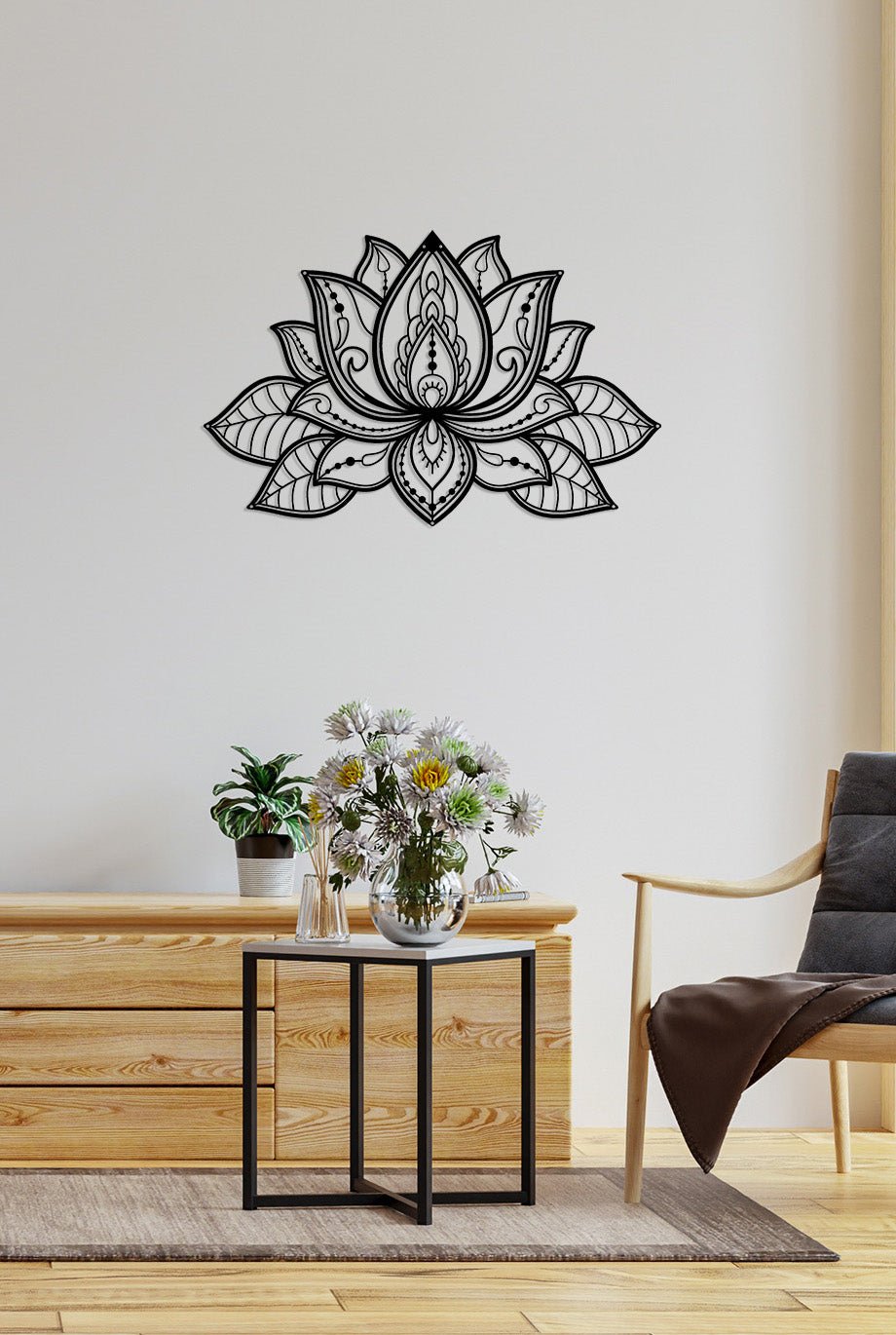 Artroya 3D Lotus Çiçeği Metal Duvar Tablosu - Modern Katmanlı Heykel Sanatı Koleksiyonu - Artroya