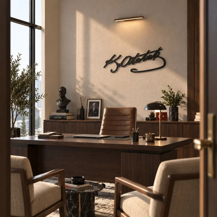 Artroya Atatürk İmzası Metal Tablo - Modern Duvar Dekoru ve Ofis Hediyesi