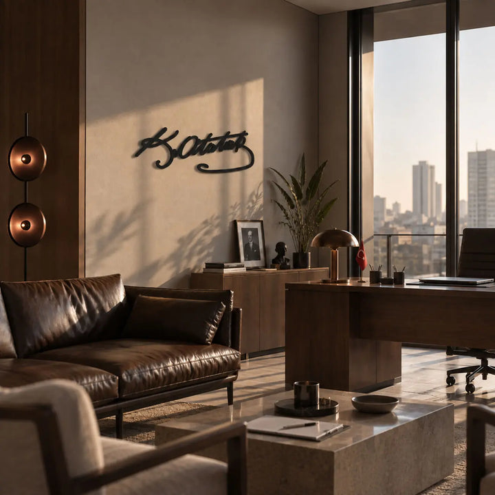 Artroya Atatürk İmzası Metal Tablo - Modern Duvar Dekoru ve Ofis Hediyesi