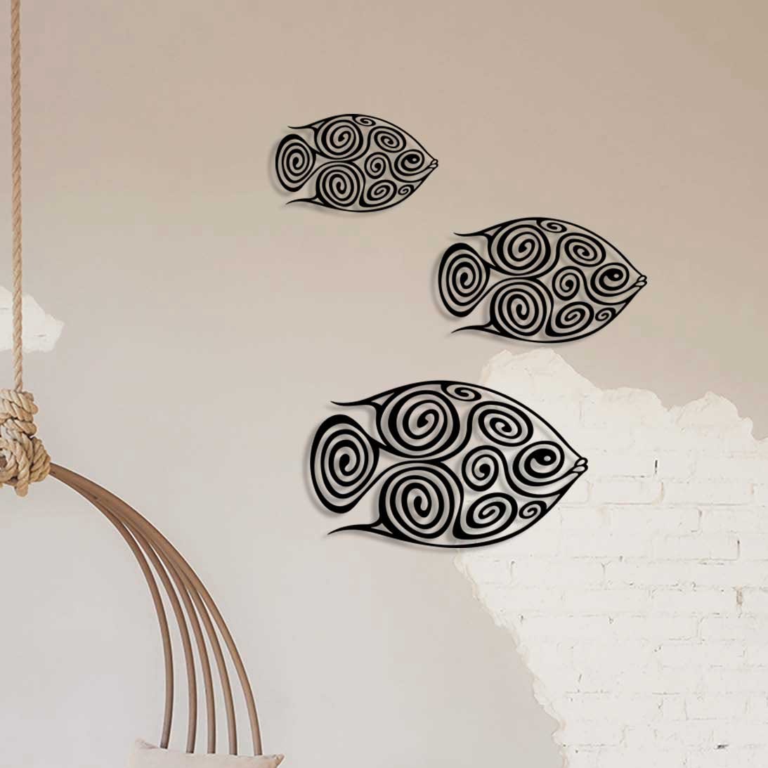 3'lü Sualtı Valsi Metal Tablo Seti | Soyut Sanat Serisi