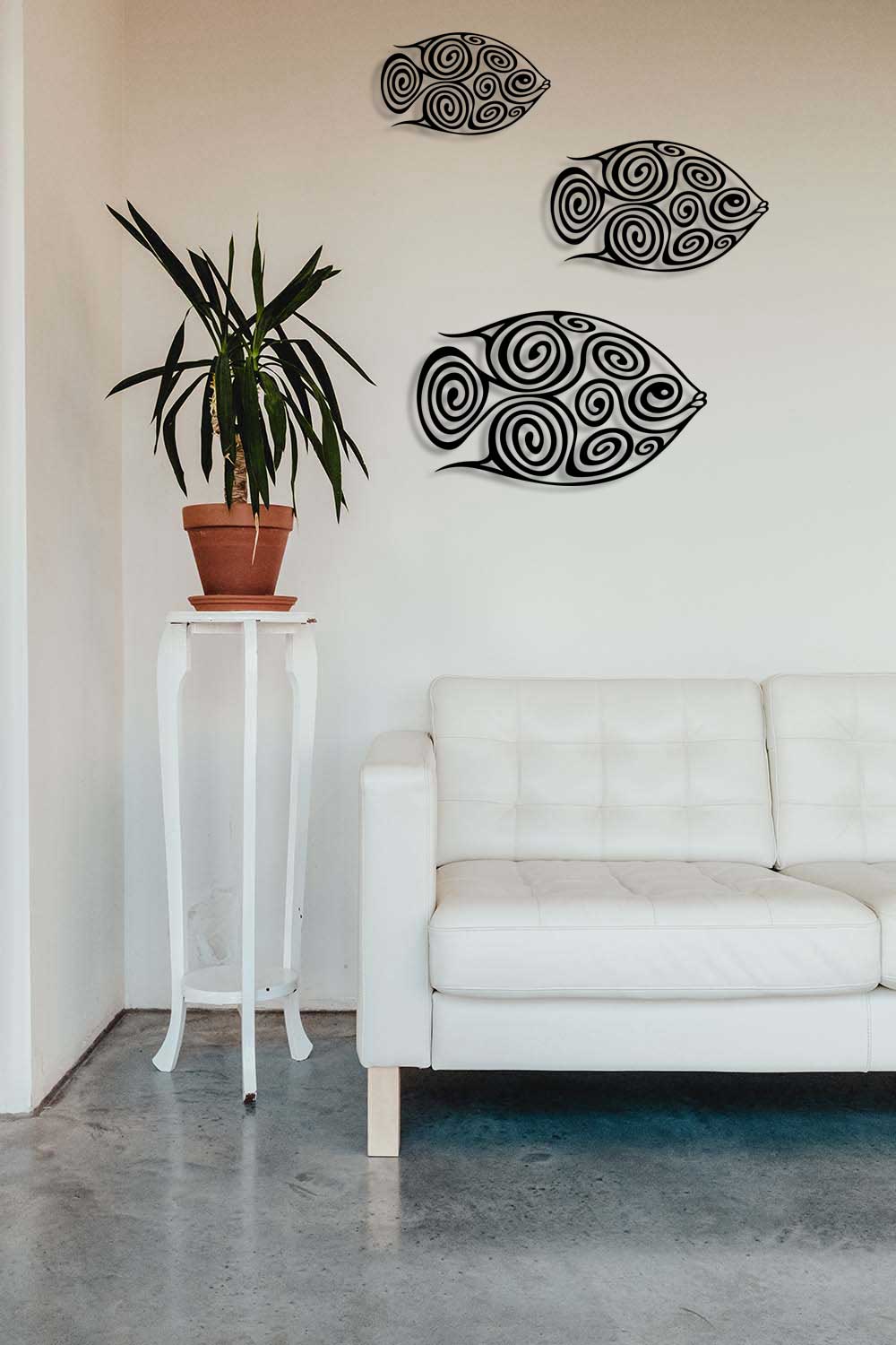 3'lü Sualtı Valsi Metal Tablo Seti | Soyut Sanat Serisi