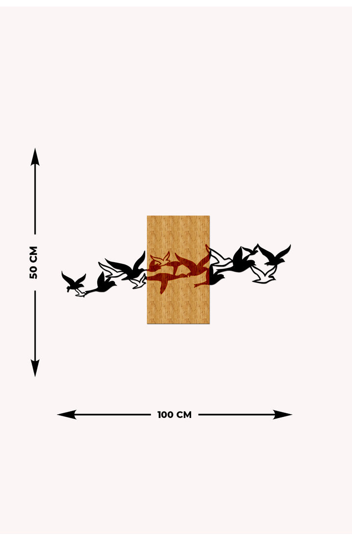Göçmen Kuşlar Ahşap Metal Duvar Tablosu