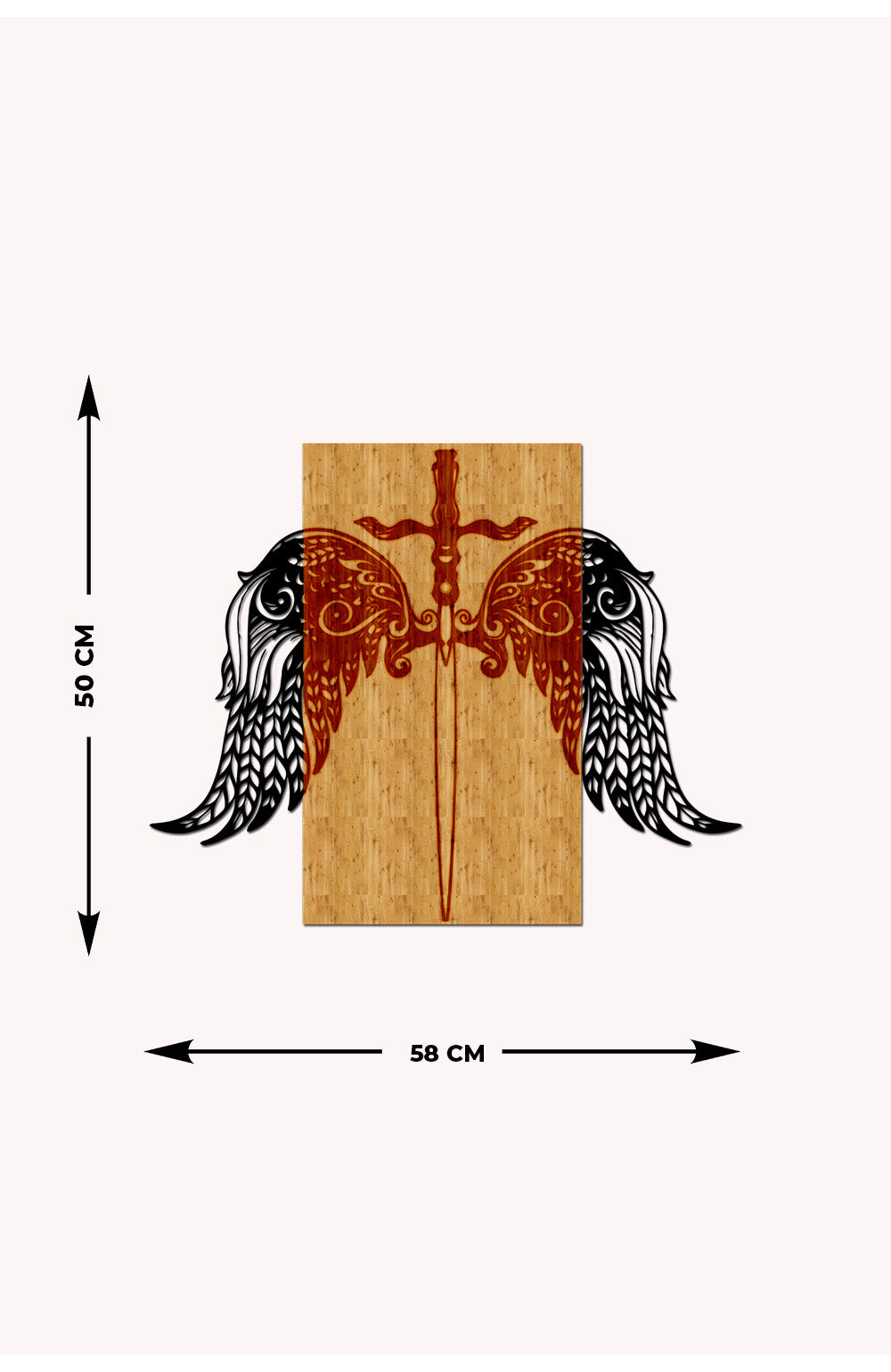 Melek Kanadı Ahşap Metal Duvar Tablosu