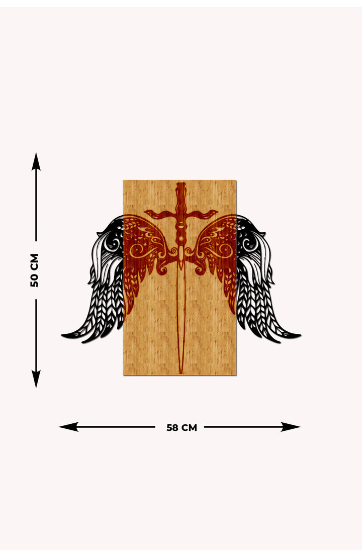 Melek Kanadı Ahşap Metal Duvar Tablosu
