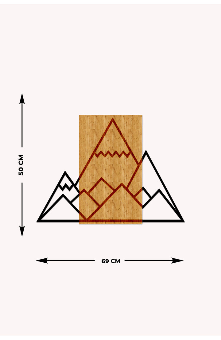 Dağlar Ahşap Metal Duvar Tablosu