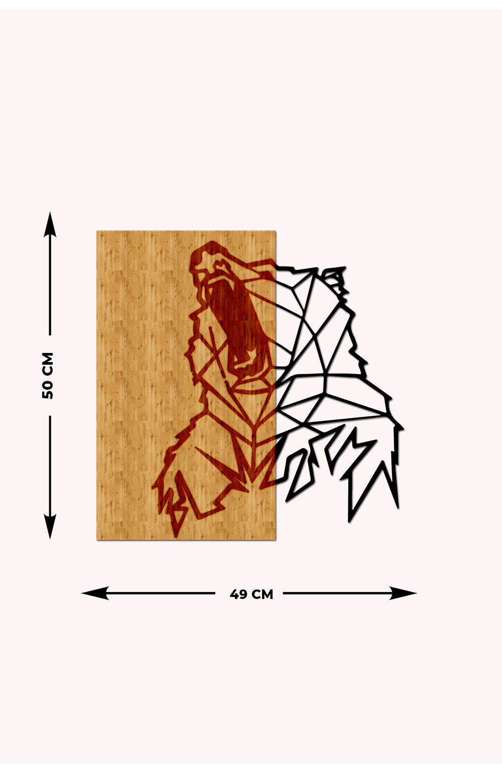 Geometrik Ayı Ahşap Metal Duvar Tablosu
