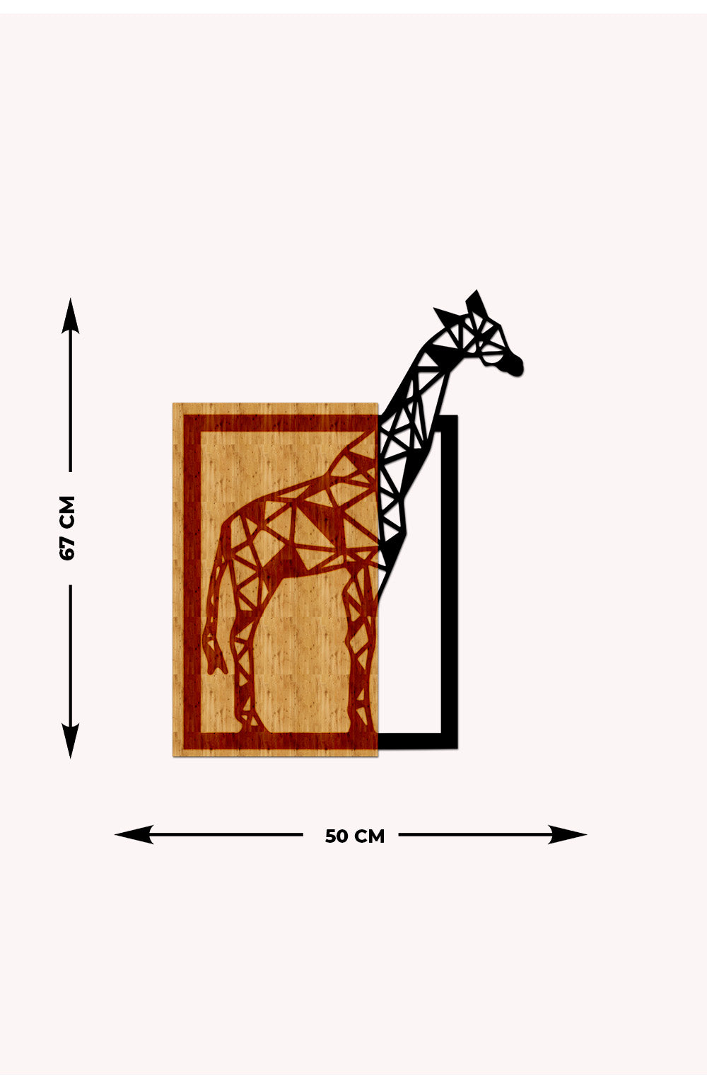 Zürafa Ahşap Metal Duvar Tablosu
