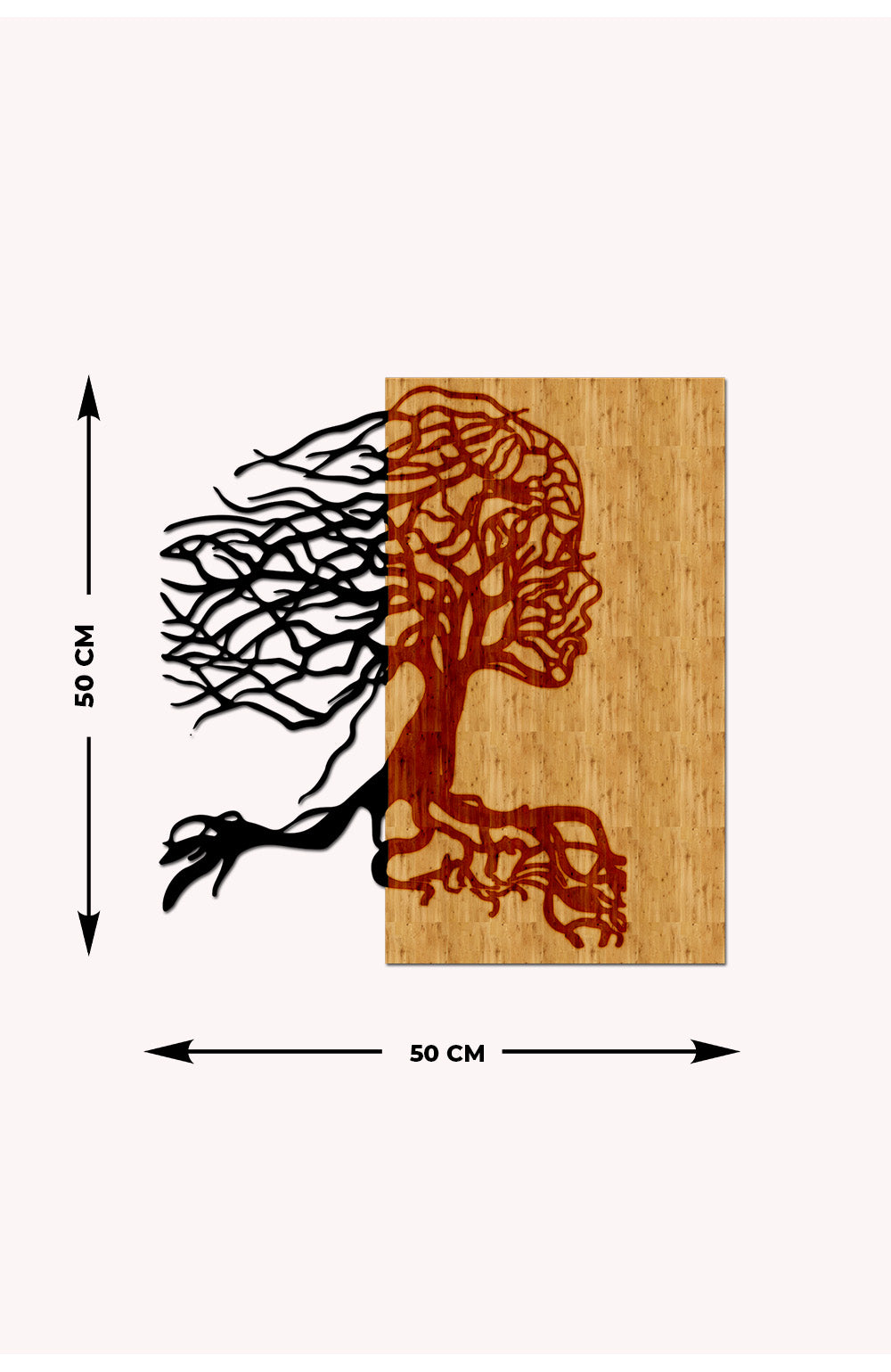 Ağaç Kadın Ahşap Metal Duvar Tablosu