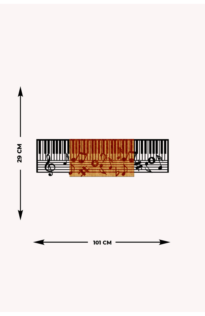 Piano Ahşap Metal Duvar Tablosu