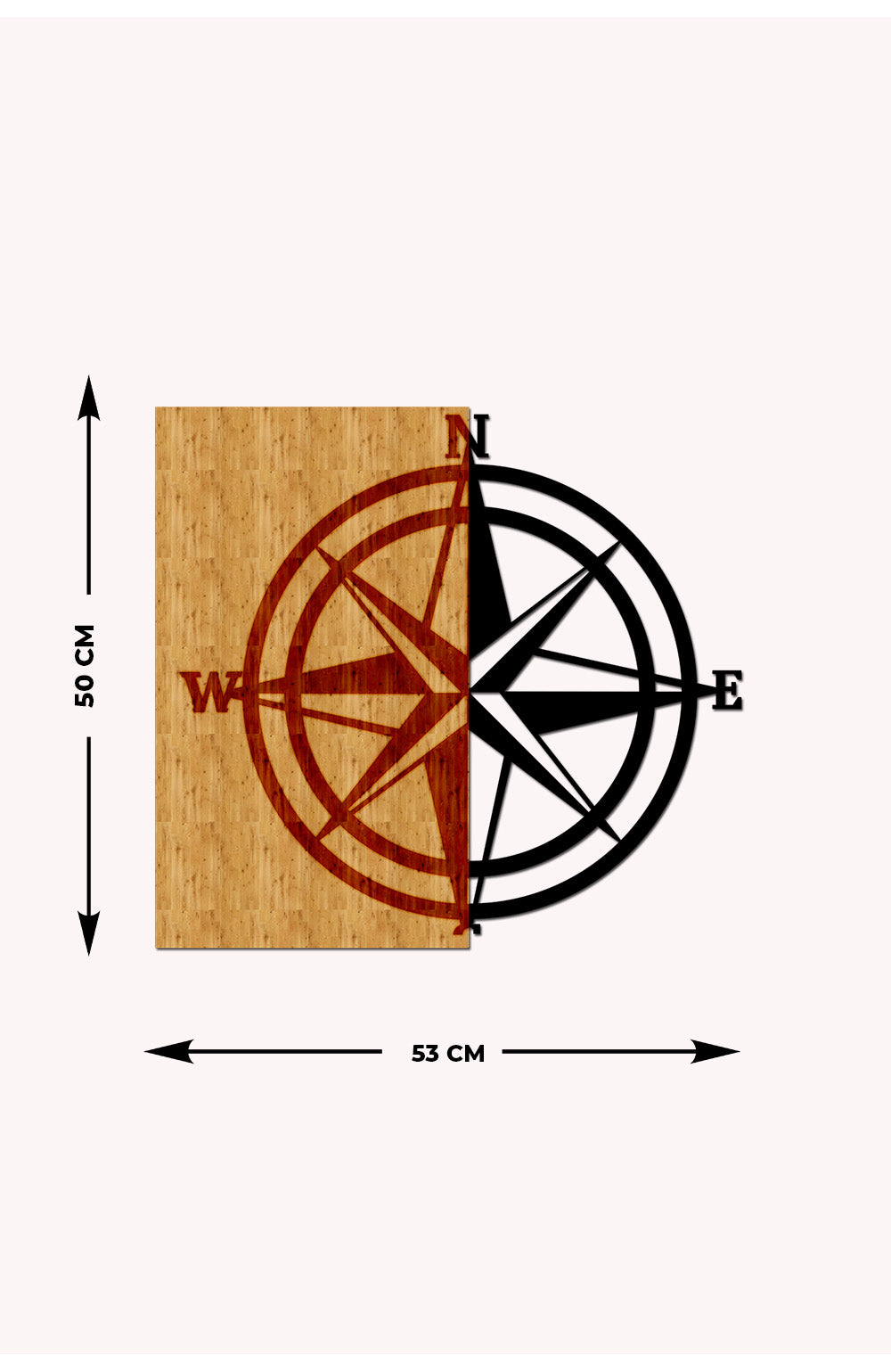 Pusula Ahşap Metal Duvar Tablosu