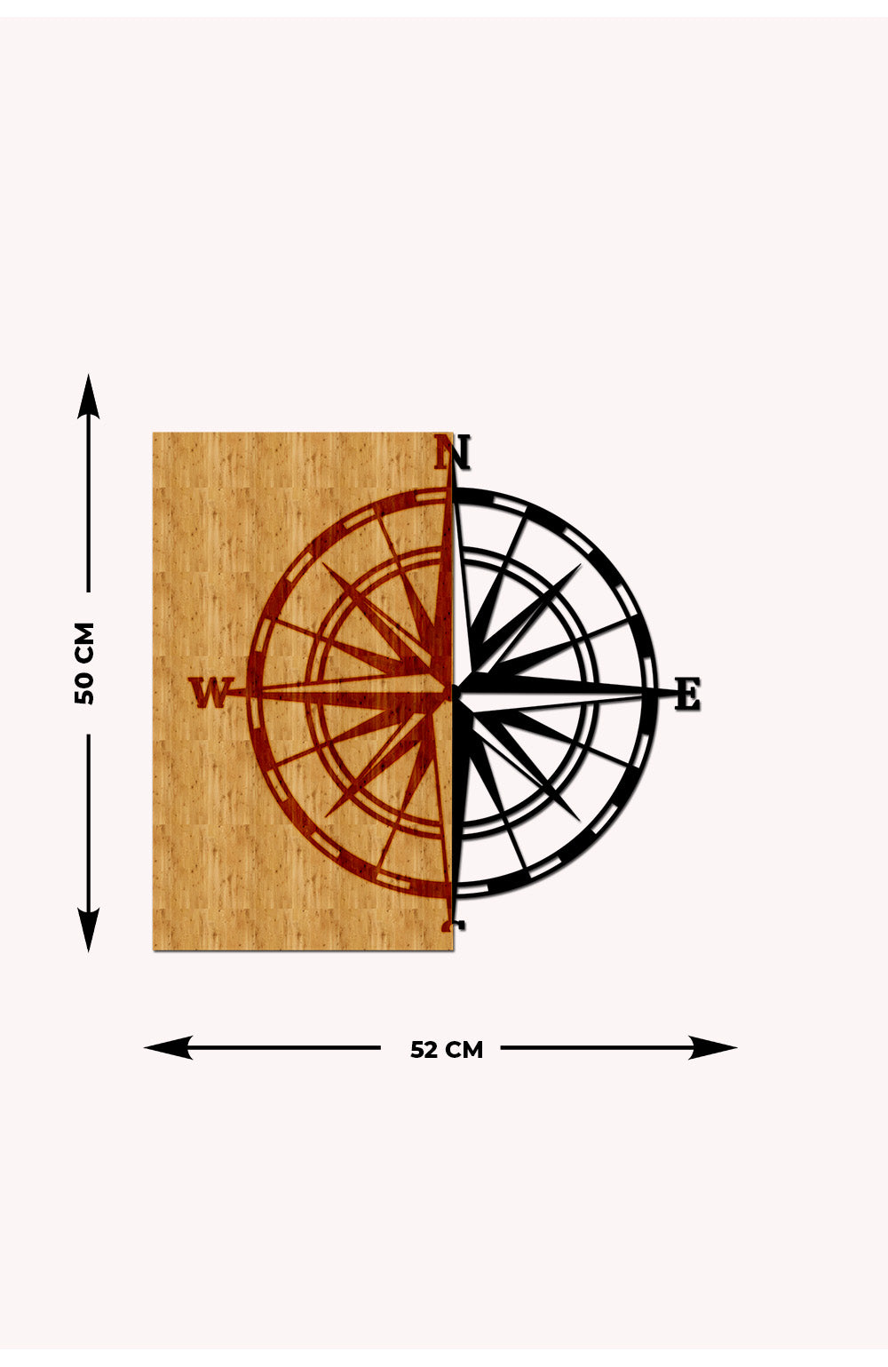 Pusula Ahşap Metal Duvar Tablosu