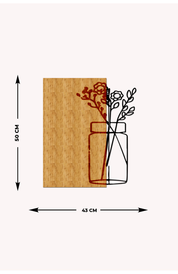 Çiçek Ahşap Metal Duvar Tablosu