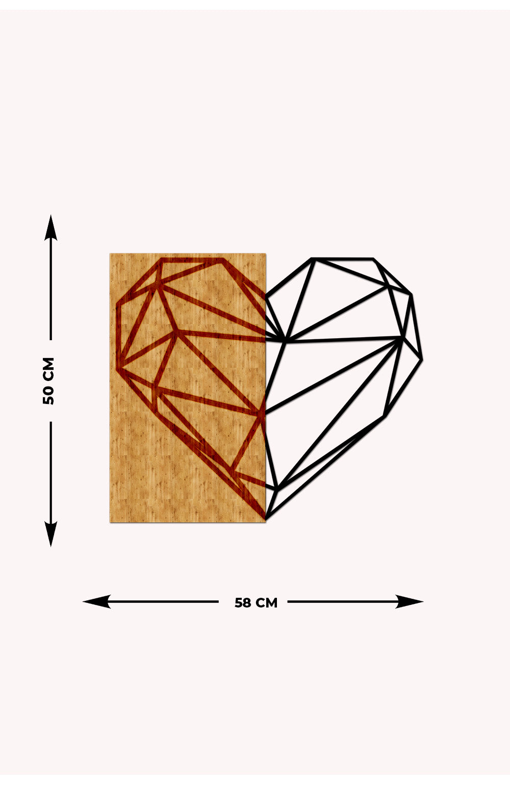 Kalp Ahşap Metal Duvar Tablosu