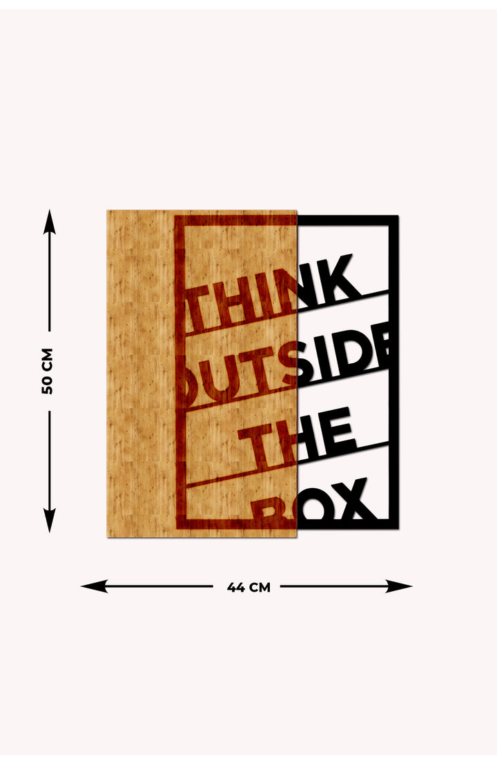 Think Outside the Box Ahşap Metal Duvar Tablosu