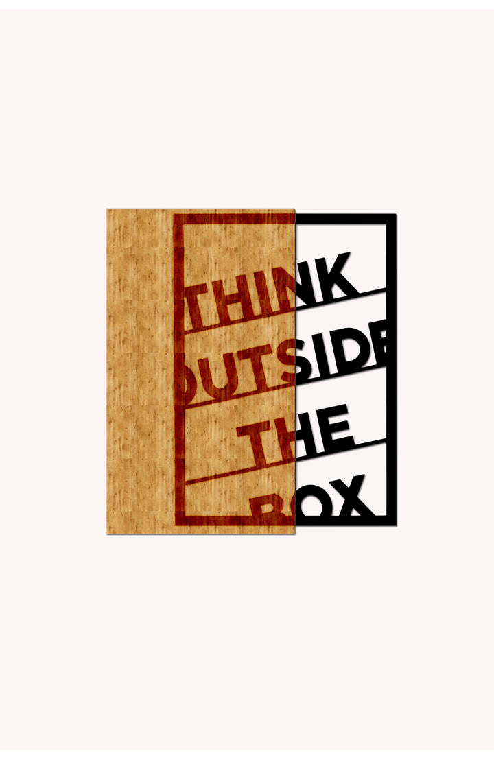 Think Outside the Box Ahşap Metal Duvar Tablosu