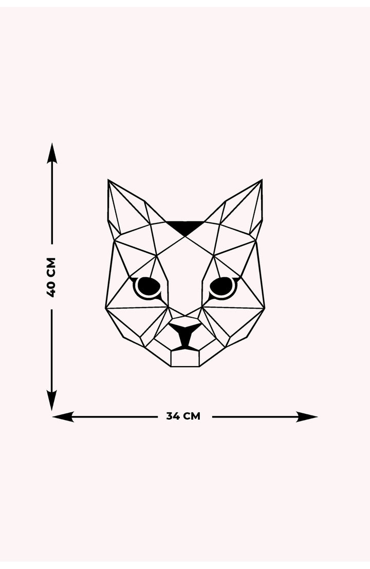 Poligon Kedi Portresi Metal Duvar Tablosu