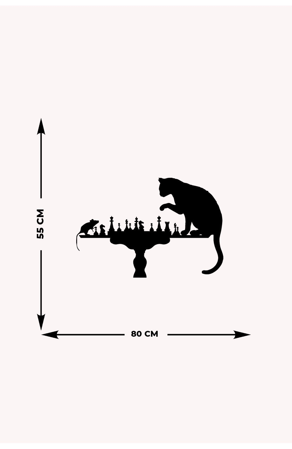 Satranç Oynayan Kedi Ve Fare Metal Duvar Tablosu